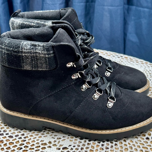 Sonoma Black w/Plaid Women's Hiking Boots Size 9 M Kohl’s Lace Up Ankle  3149 - Picture 6 of 11